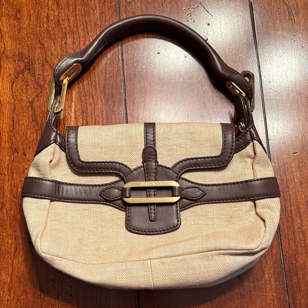 Jimmy Choo Beige and Brown Shoulder Bag